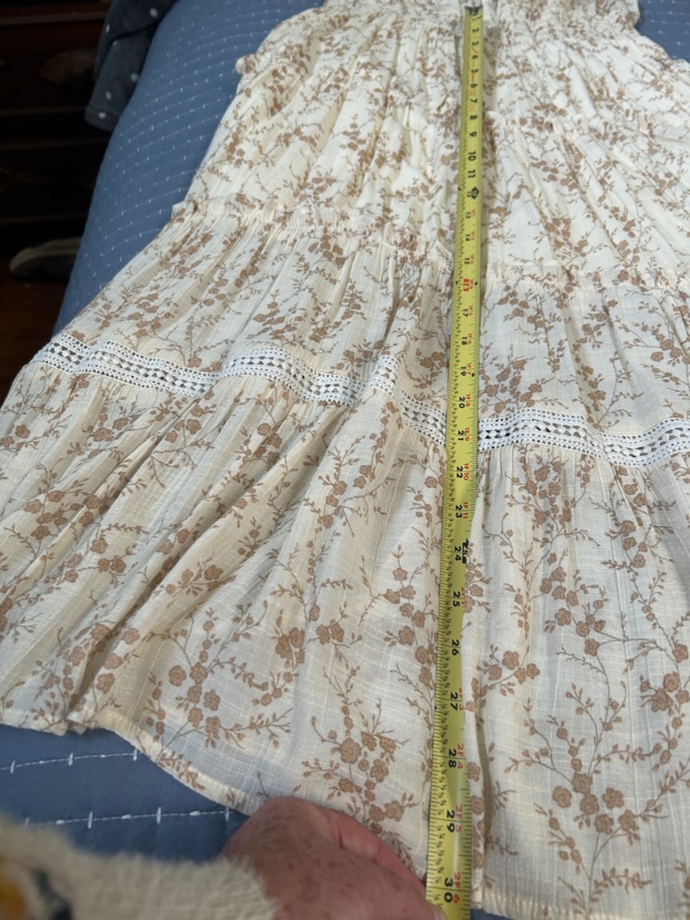 By the River Cream Floral Tiered Midi Dress - Picture 6 of 6